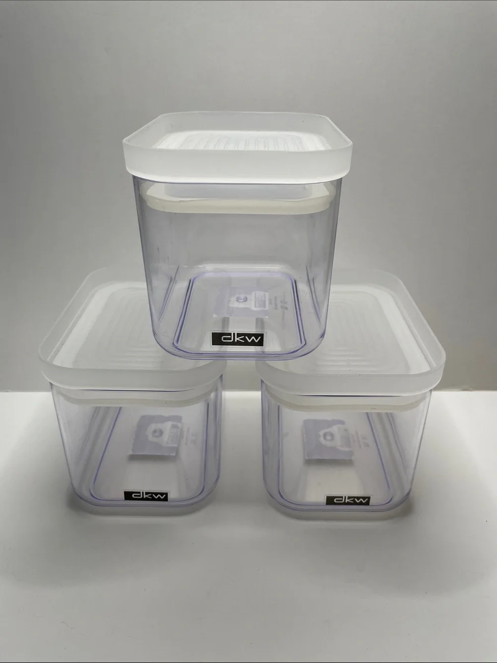 Clear Plastic Food Storage Containers with White Lids - 3-Pack